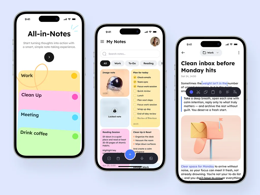 Notes app running on a phone